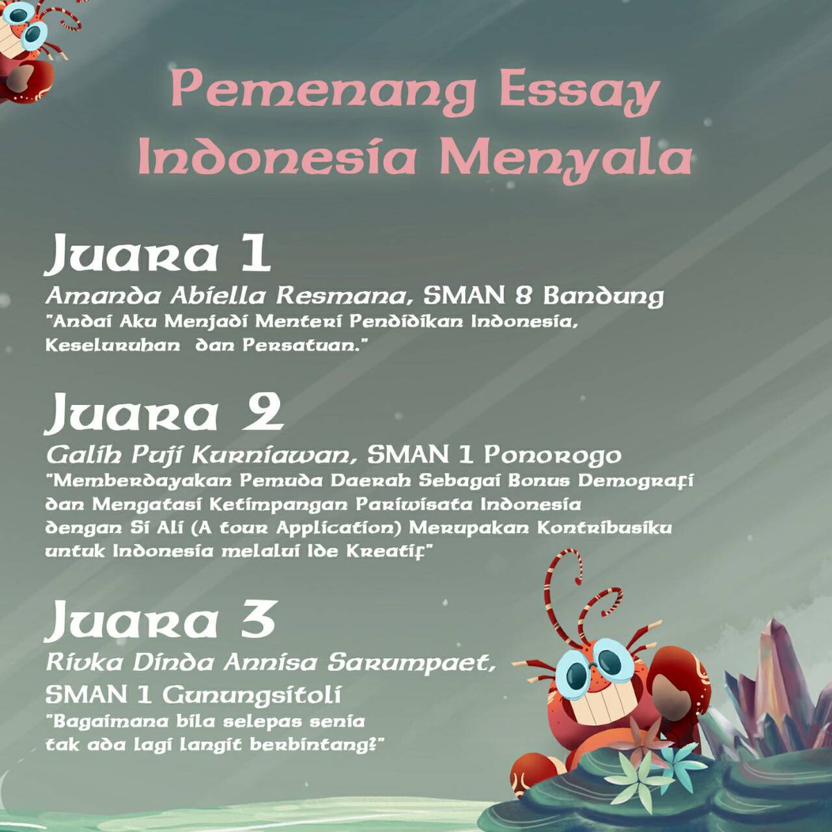 AkuMasukITB's tweet photo. --Indonesia butuh orang-orang seperti kalian.

Terima kasih atas kontribusi adik-adik, terus berjuang dan sukses selalu!

Indonesia menyala, Indonesia Jaya https://t.co/EHowPyGjwA