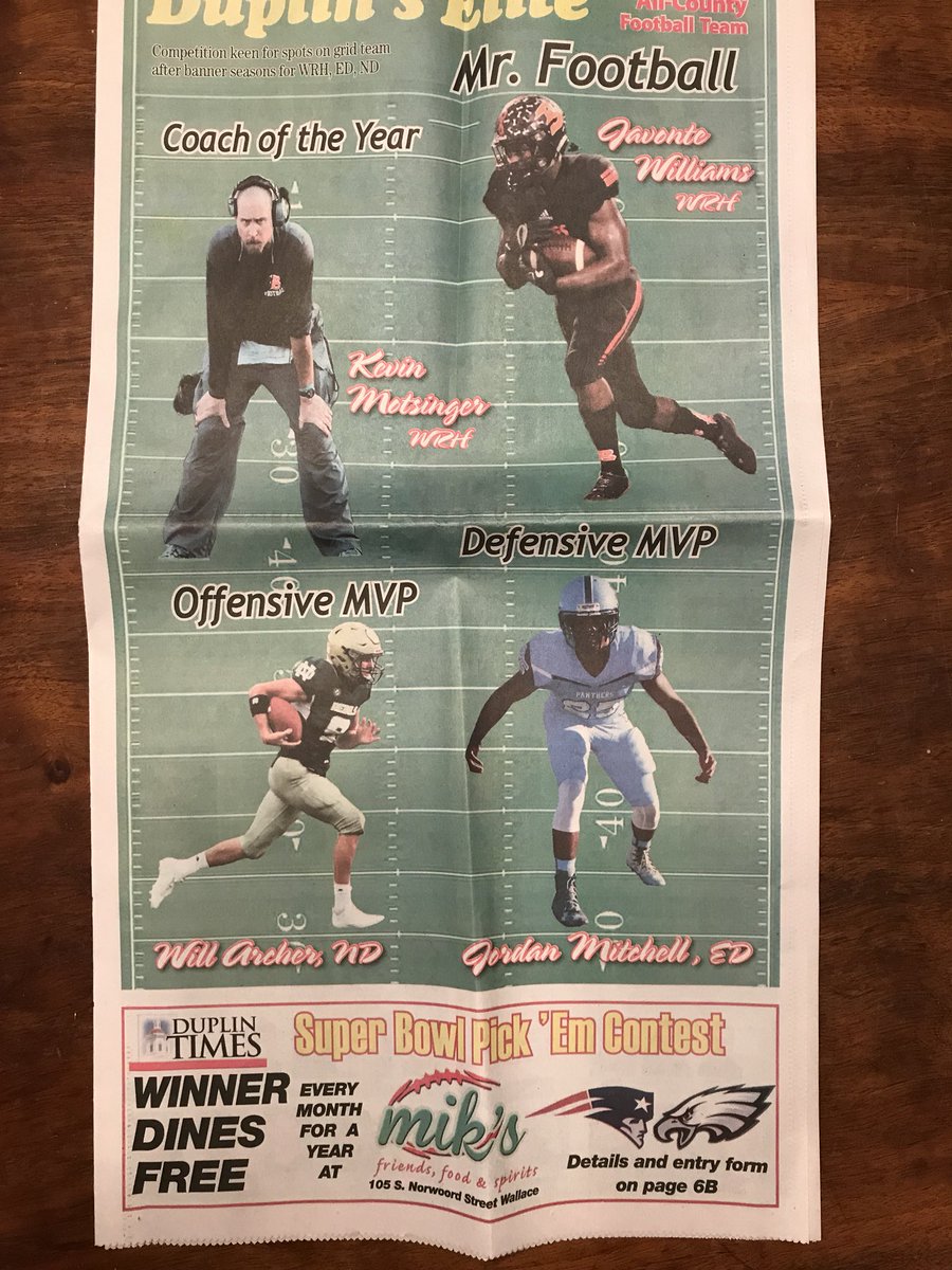 NDHSFootball's tweet photo. Congrats to North Duplin’s William Archer, Duplin Times offensive football player of the year. https://t.co/XCSWzPCPET