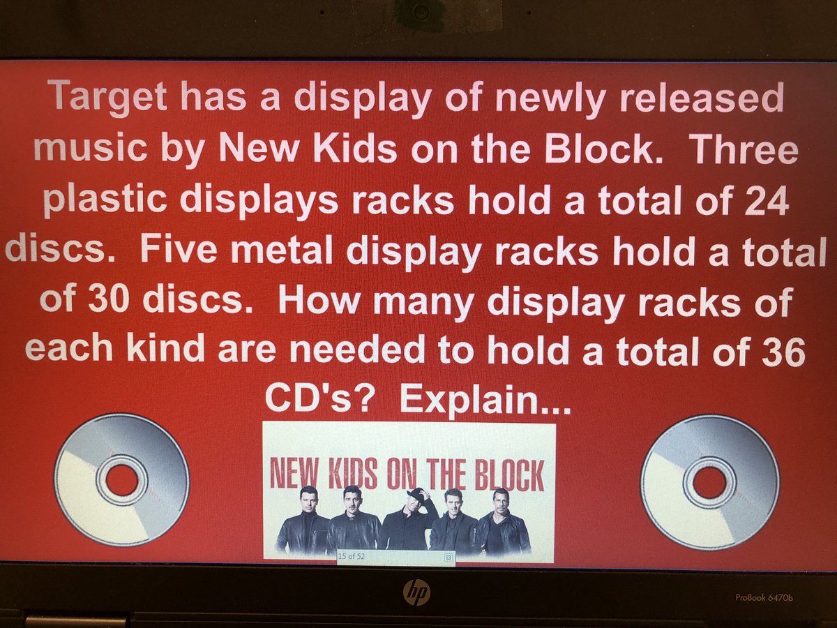 denealis's tweet photo. Mrs. Nealis’ New Kids Problem of the Day #mrsnealispotd #mysixthgradersdoiteveryday #canyou @NKOTB @joeymcintyre @DonnieWahlberg @dannywood @jordanknight @JonathanRKnight https://t.co/iA1AvQH4vM