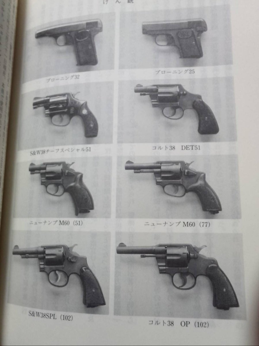 万年 昭和63年12月31日現在山形県警で使用されてる拳銃一覧 ４５口径は使われてない 銃身長も長いもので四インチ