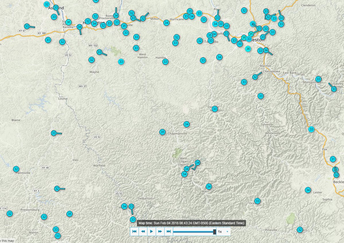 BrandonWxWCHS's tweet image. Despite Snow changing to Rain across the Coalfields--still seeing some hollows near Freezing this morning, so you still want to use some caution if traveling early today. #wundermap #weatherunderground
