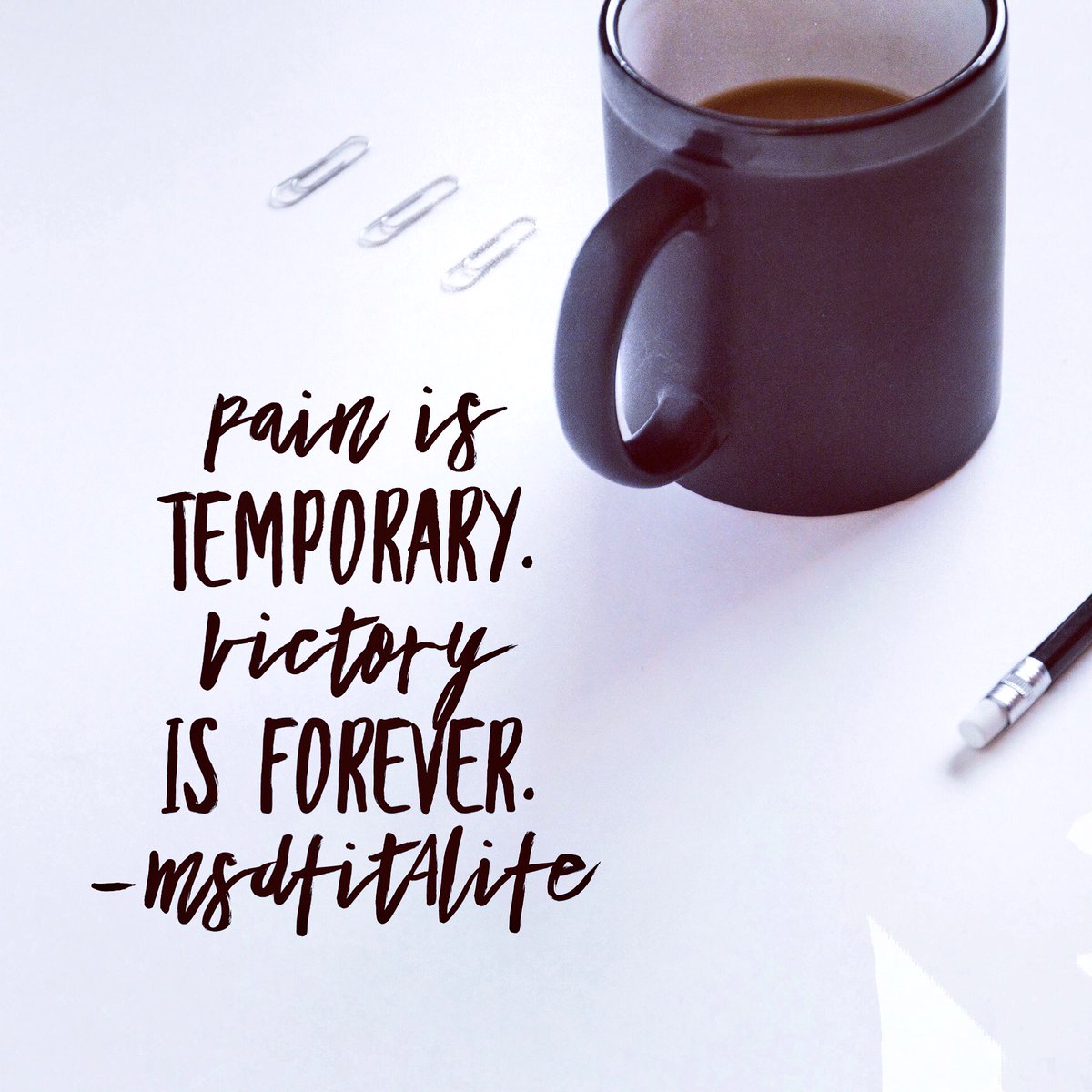 donna_hovey's tweet photo. Pain is temporary. 
Victory is forever.
#Sunday #motivation #fluidmindset #transformation  #nevergiveup #hope #believeinyou #joy #mindsetiskey 
#intentions #intuitiveself #victory https://t.co/IQ3ialtdTj
