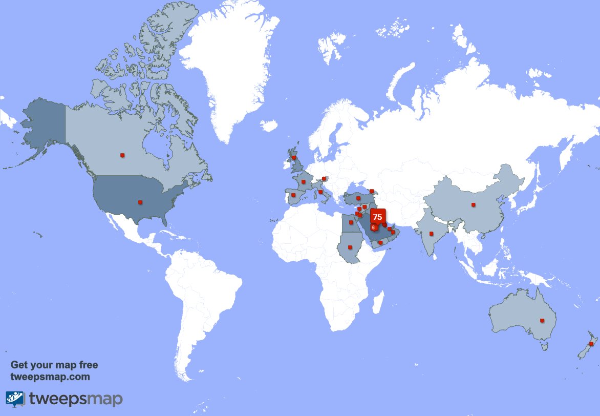 its_exbo's tweet photo. My followers live in 27 countries: Kuwait(74%), Saudi Arabia(6%)... https://t.co/pXQYBgfXhv Get your free map! https://t.co/JGgExUgYLO
