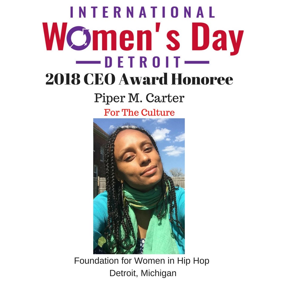 BestSuperWoman's tweet photo. This year we will award the first @iwdtdetroit CEO Award to @pipercarter for her contributions, advocacy and everything she does #fortheculture. Reserve your seat to attend.
#PressForProgress #internationalwomensday #womensday #forcesofnature #womeninhiphop https://t.co/u7gkc23xm9