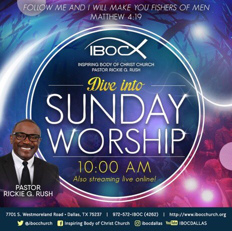 rickiegrush's tweet photo. Whatever you feed will thrive. Whatever you starve will die. Feed your faith @ibocchurch Sunday at 10 am CT. Watch us live: https://t.co/8hDKQ9UJtr See you soon! https://t.co/ch1yQJKJol