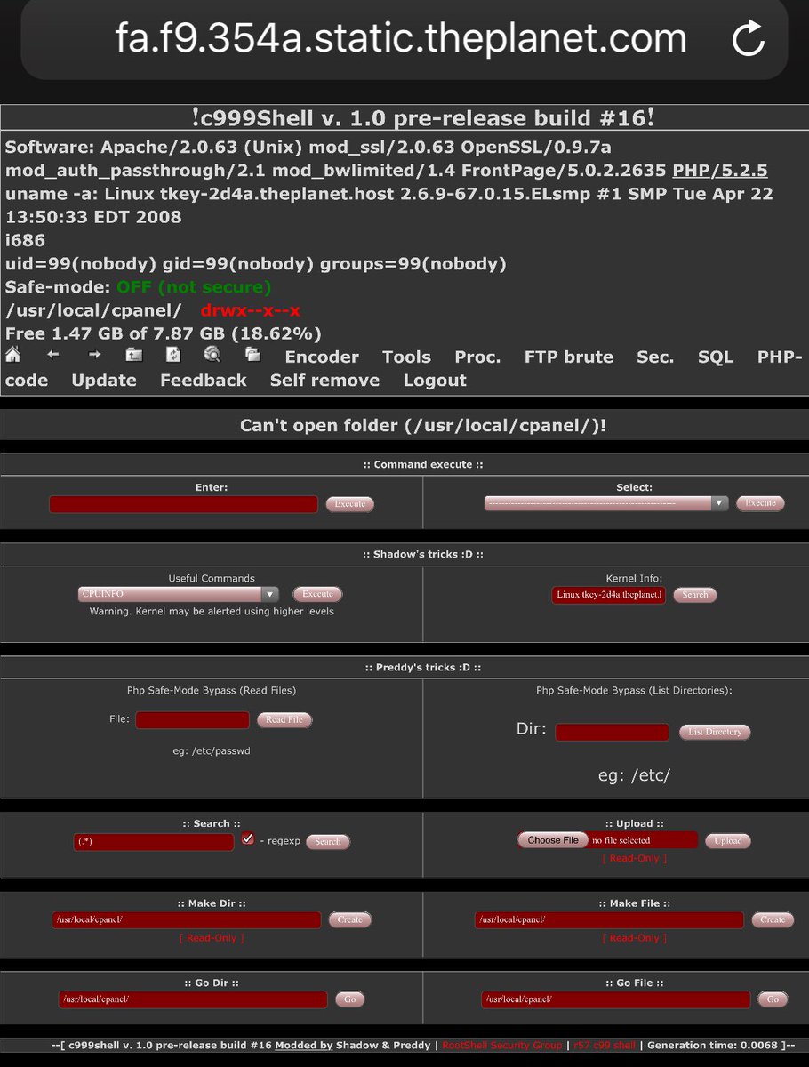 c99shell v 1.0 pre release build 16