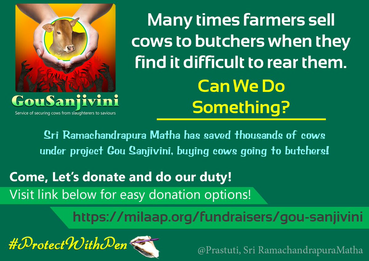 Goumatha's tweet photo. Dear #Hermien.., here few people joined d hands with a cause called #GouSanjivini by @Shankaracarya36 ji of @ShankaraPeetha which aimed to #SaveDesiCows from #slaughterers &amp; send them to safe hands of #rearers.
Already it saved thousands of #DesiCows from death!!

@OnmanoramaLive https://t.co/hjXiDnk6Qx