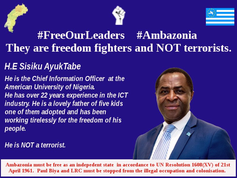 Ambaexit's tweet image. #FreeOurLeaders #FreeSouthernCameroons #FreeAllArrested Our leaders are not terrorists. They are fighting for the restoration of the statehood of former British Southern Cameroons in accordance to UN Resolution 1608 (XV) of 21st April 1961. #PaulBiya is the terrorist #AjNewsGrid