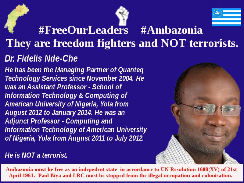 Ambaexit's tweet image. #FreeOurLeaders #FreeSouthernCameroons #FreeAllArrested Our leaders are not terrorists. They are fighting for the restoration of the statehood of former British Southern Cameroons in accordance to UN Resolution 1608 (XV) of 21st April 1961. #PaulBiya is the terrorist #AjNewsGrid