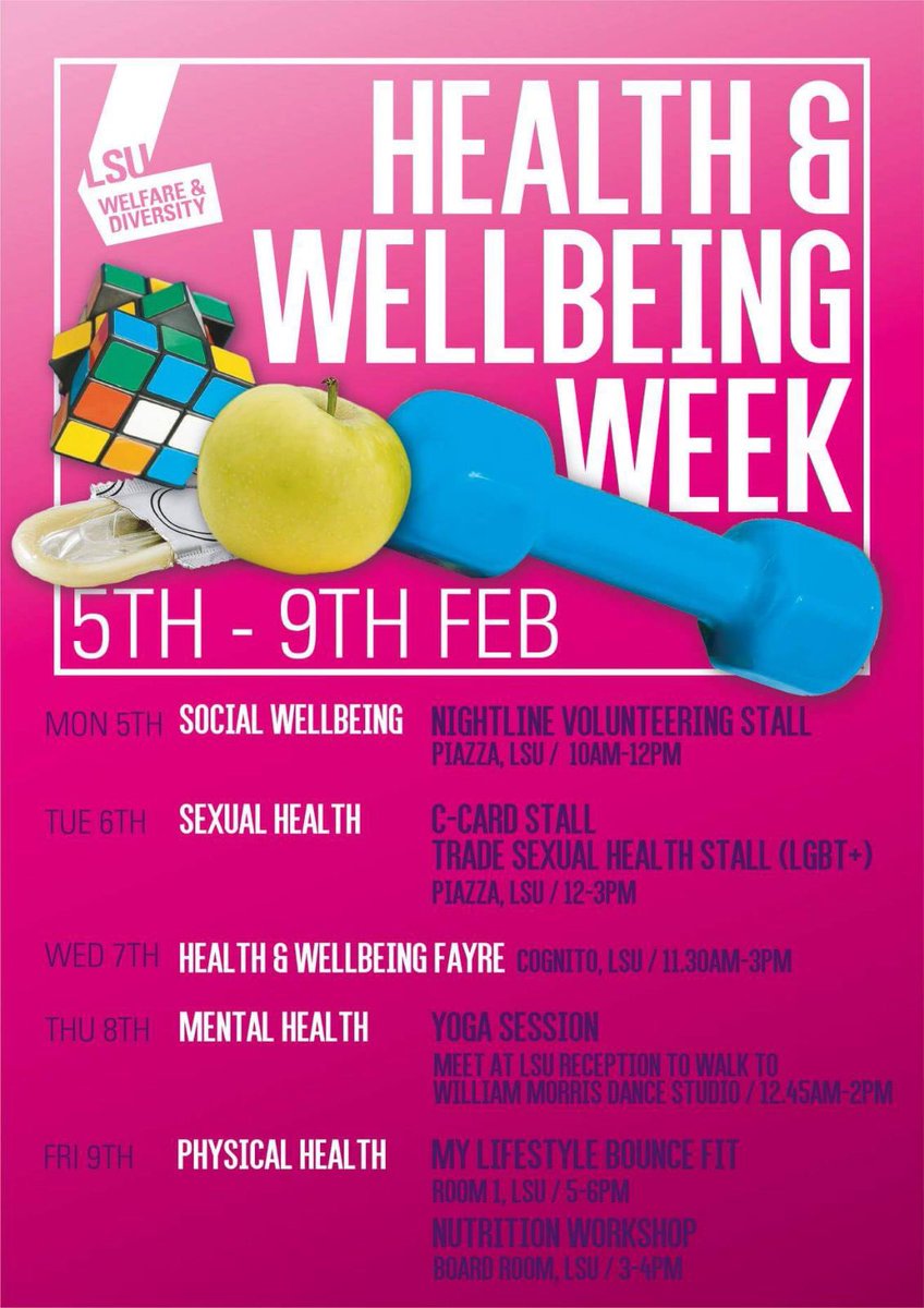 EMN_Lboro's tweet image. Tomorrow is the start of the LSU health and well-being week. Check out what’s going on this week and see how you can get involved. We will also be at the Health and well-being fair on Wednesday, some come and say hey! facebook.com/events/3362812…

EMN Love🌈🙌🏿👊🏽🤞🏻