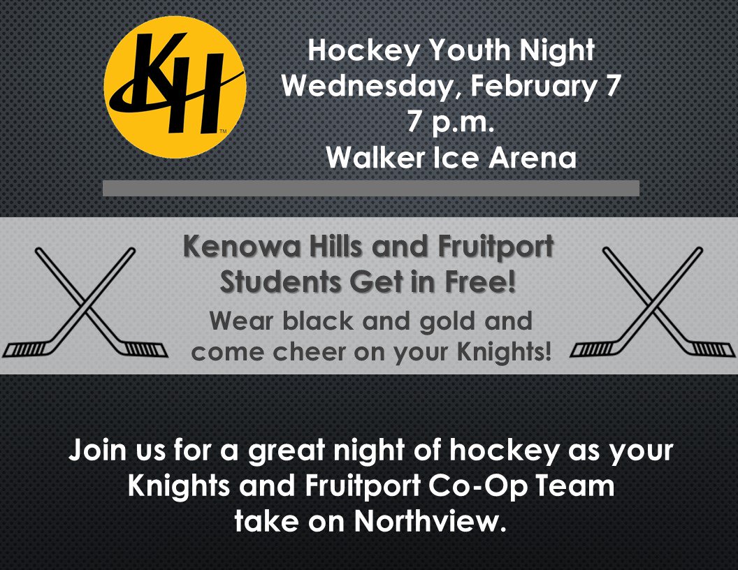 KenowaHills's tweet photo. Join us this Wednesday at the rink to cheer on @KHpuck! #KnightPride https://t.co/89aUFL3X6F