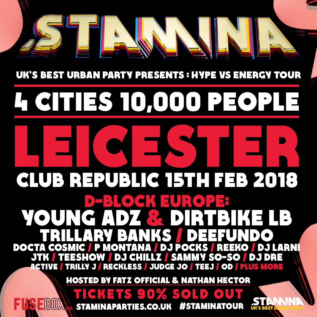 StaminaParties's tweet photo. Leicester we have now added @DBlockEurope to our line up ‼️

Make sure you are ready to witness a shutdown 💥💥

TKTS: https://t.co/iUlkjx3DJX

#StaminaTour2018 #StaminaTour https://t.co/nyNxDzJQPX