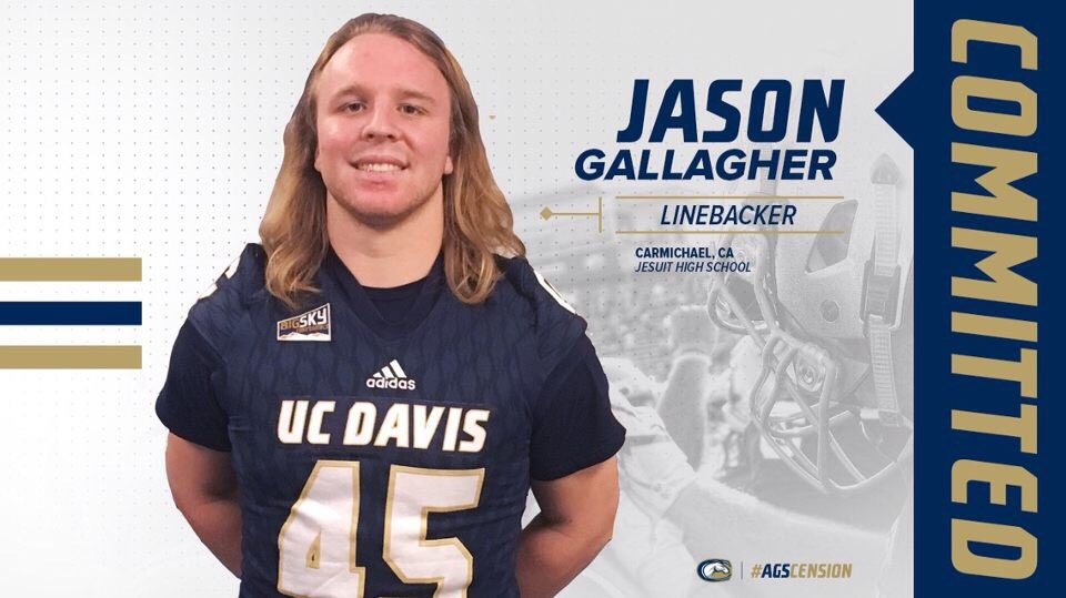 jjgallagherr's tweet photo. I am extremely proud and pumped to announce that I am COMMITTED to play Division 1 football at The University of California, Davis‼️‼️ #AGScension #GoAgs https://t.co/pAxQ3hhrxT