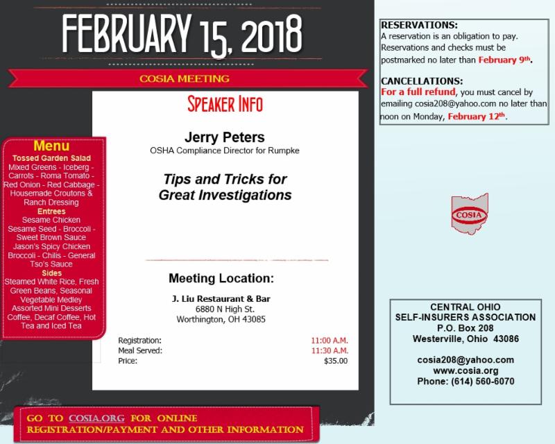 COSIA_WC's tweet photo. COSIA February Meeting - Register now. Speaker: Jerry Peters, topic: Investigations. https://t.co/tGrrja79vg https://t.co/AW2ejuulEn