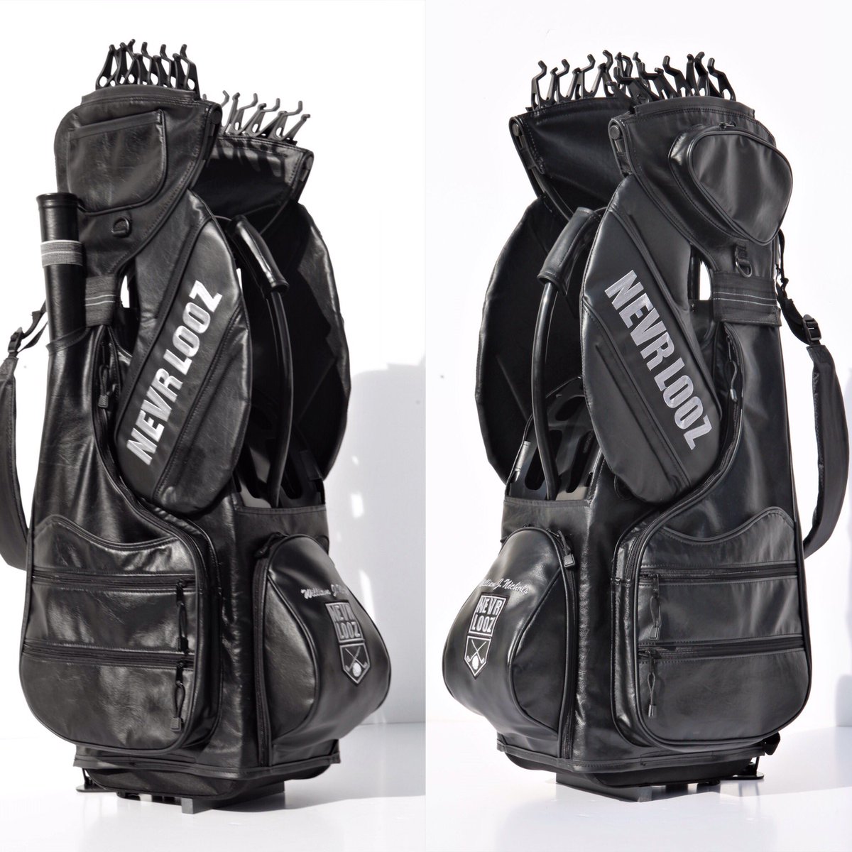 You gotta love this black beauty!  NEVR LOOZ all leather with dark silver embroidery #golfcourse #GolfBlog #golf897 #golfbag #golfclubs #golfcourse