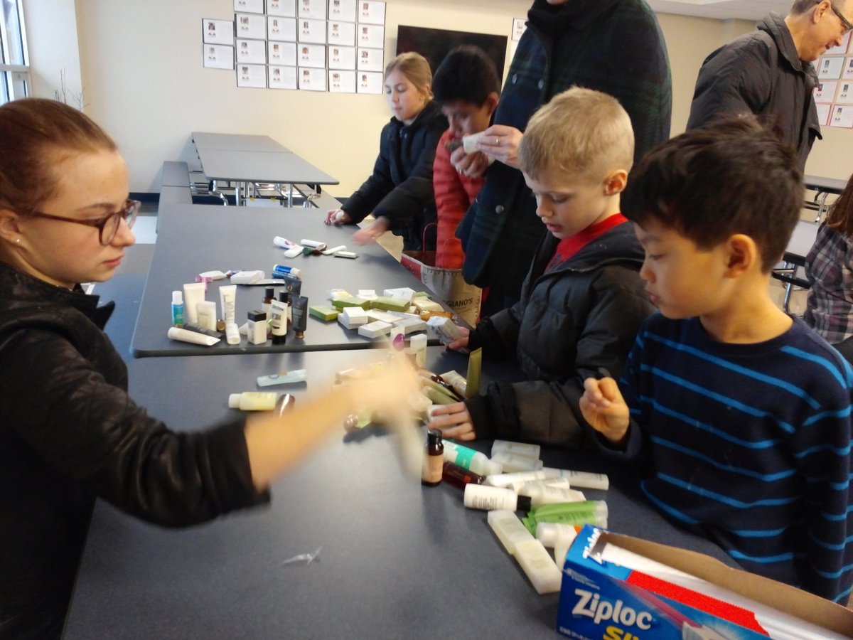 ICSJParish's tweet photo. Religious Ed kids had fun while doing service today packing toiletries for the Night Ministry. https://t.co/HcbeSTDcrG