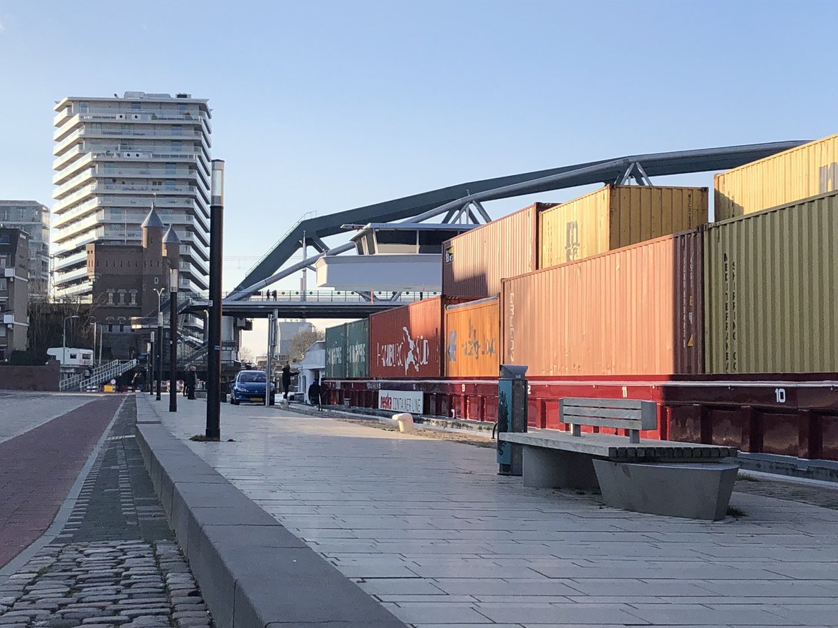 #AnygivenSunday #shipping #containers over #theblueroad #Nijmegen #Waalkade #Ploegwissel #binnenvaart