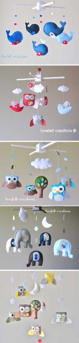 #FeltMoblies for #Babies small infants #Cot 🦉🌳🦉☁️🐋🐳