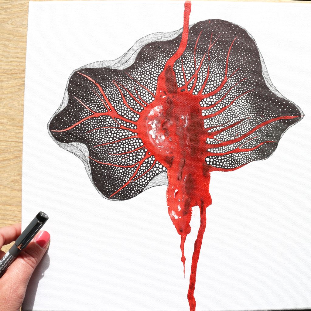 studio_organica's tweet photo. "Cochineal"
Acrylics & ink pens on squared cotton canvas
#organicastudio
#red #ramifications #cochineal #bug #aztec
#abstractinred #fineliner #lineart #abstraction #surrealism #contemporaryart #creatures #art_collective #ink #canvas #canvaspainting #painting #art_daily https://t.co/XQ4wRZobg4