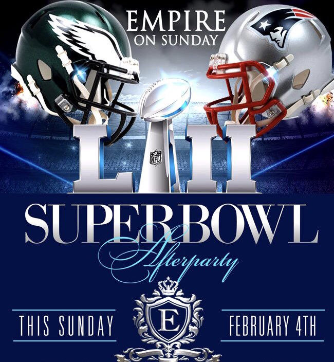 🏈#SUPERBOWL #SUNDAY🏈
ALL ROADS LEAD TO THE SUPER-BOWL AFTERPARTY #BOTTLEWARSUNDAYS @THEEMPIREATL COME CELEBRATE YOUR TEAM AT THE NEW SUNDAY