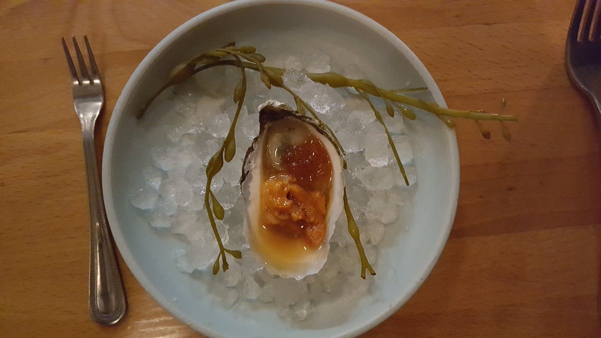 <a href="/scotch1rock/">Hopscotch Oakland</a> #foodie Yonsei Oyster, sea urchin, salmon roe, citrus soy