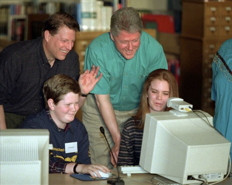 Some more of Clinton doing the Computer Lab trick, plus the rare Reagan sit-and-point.