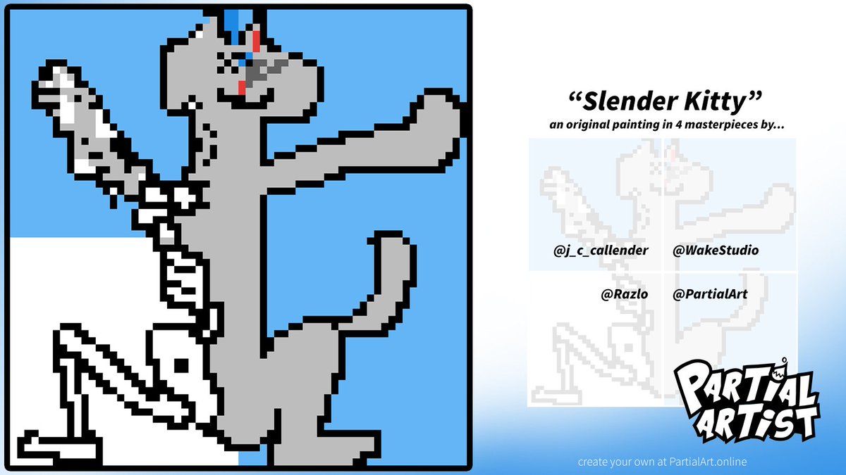 PartialArt's tweet photo. "Slender Kitty" by @j_c_callender, @PartialArt, @Razlo &amp; @WakeStudio is the latest #PartialArt masterpiece! Well, what do you think?

1/4th at a time, become a #PartialArtist black belt at https://t.co/dvLQlupxoW 🥋 https://t.co/HB4maTka41