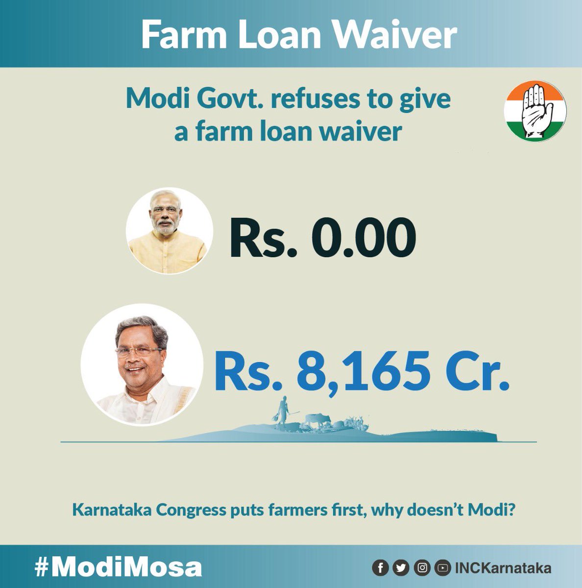 #agricultureGrowth is lowest in 27 years and PM Modi claimed today in Banglore Karnataka that Agriculture and welfare of Farmers are his top priorities. 
 Why dont he waiver loans of farmer as @KtakaCongress @CMofKarnataka did at present 
 @INCKalaburagi