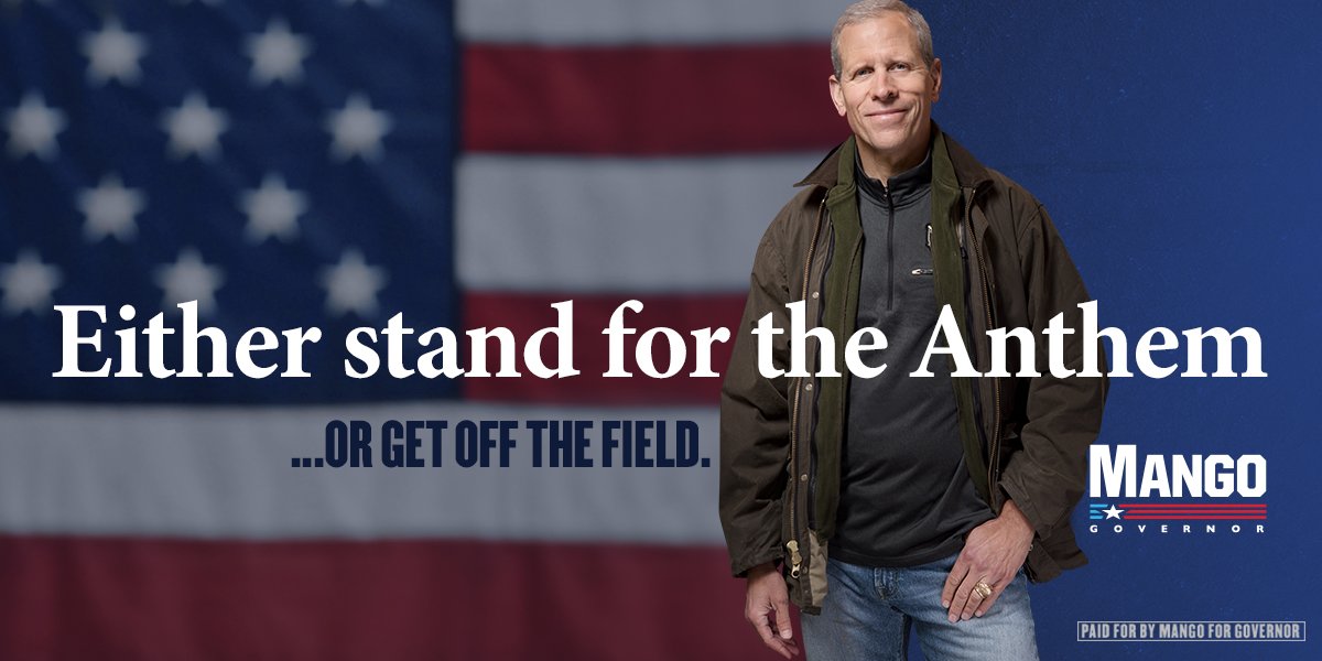 restoredreampac's tweet photo. The American Flag and our national anthem represent everything great about our country. If your an NFL player in today’s game, and you don’t love America enough to stand for the anthem, then get off the field! https://t.co/TkOtfFkDZQ