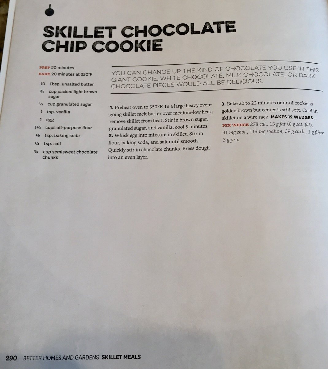 bushcamp2's tweet photo. My wife told me that if I baked cookies today I could only eat one until she got home. I always listen to her so I only made one cookie; a cast iron skillet chocolate chip cookie! 😂 https://t.co/aXW0zbMigu
