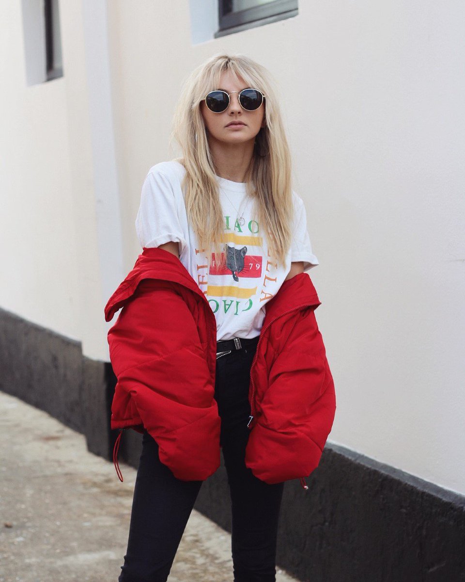 SoulCalFashion's tweet photo. Spotted in SoulCal | @chloehayward__  styles the Red Funnel Neck Jacket > https://t.co/dWieFqzHeK https://t.co/jr4XEpcyis