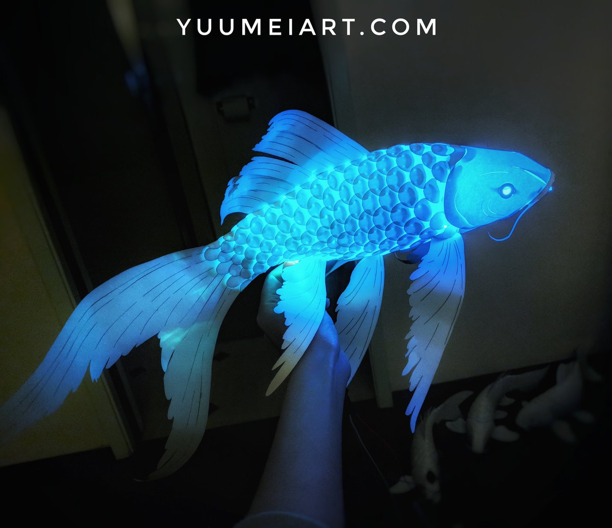 Yuumei_Art's tweet photo. First prototype of a butterfly koi lantern with extra long fins. It's made of paper without glue or tape. The scales interlock to hold everything together. I'll be selling diy kits in the future when the designs are more finalized.
#DIY #papercrafts #koi https://t.co/3mfCri1Rv4