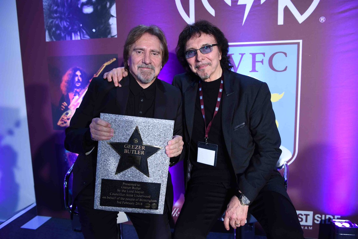 I was so pleased to see my dear friend Geezer Butler last night and to finally see him joining myself and Ozzy on Broad St Walk Of Stars in Birmingham. He received his award on the pitch of his favourite football team Aston Villa. Congratulations Geez! Tony.

<a href="/GZRMusic/">Geezer Butler OLD ACCT</a>