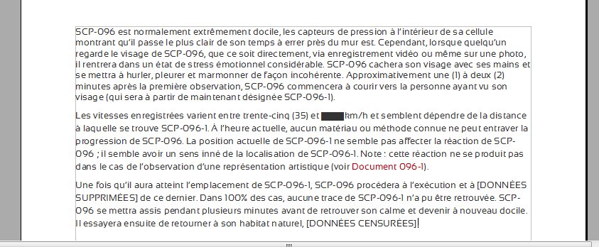X 上的··· de SCP_FR：「Caractéristique de SCP-096 :  / X