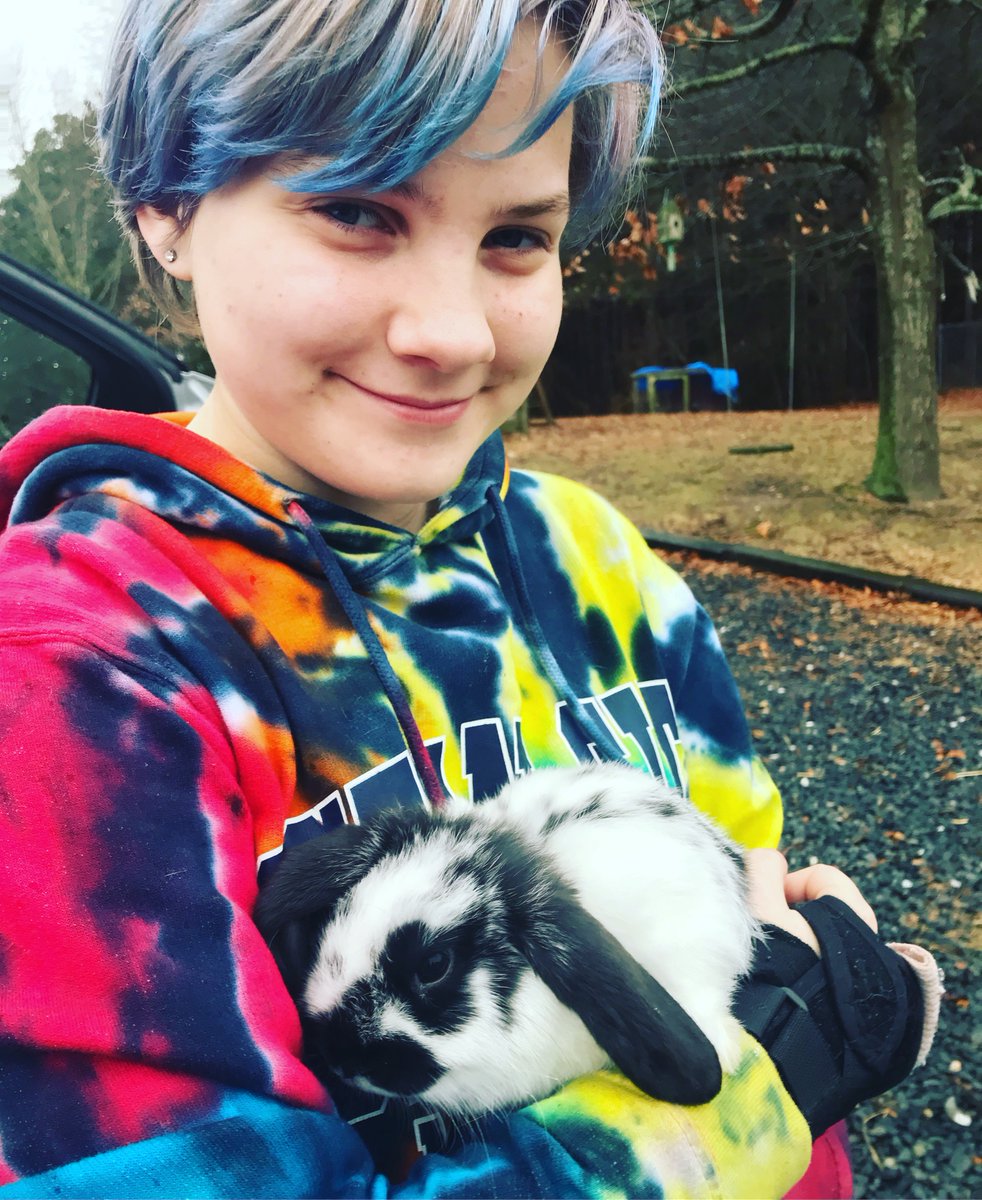 QueenHiveFarm1's tweet photo. Hannah of Painter, Va., has wanted a bunny since she was 5, her mom said. Today her wish came true! #rabbits #bunny #FarmLife #farmanimal #pets https://t.co/wBhjfcDk1G