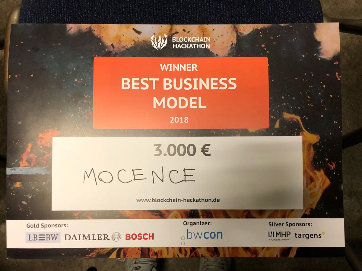 julesfromspace's tweet photo. Surprised and happy about our win @hackBC_STR for best business model😊 ! #hackBC18 #blockchain #hackathon https://t.co/K47dds2Np3