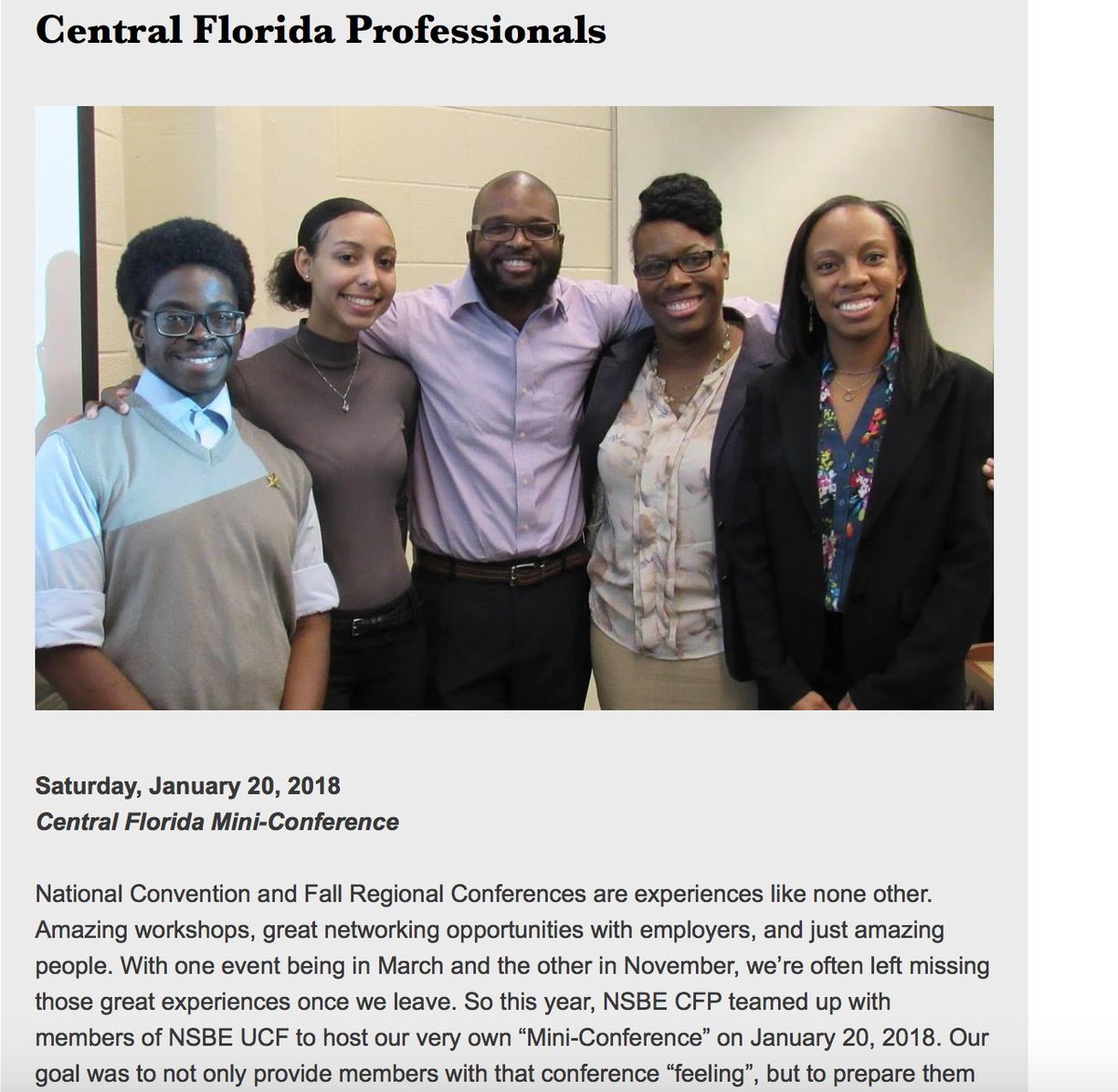 NSBE UCF and NSBE CFP are featured in this month's newsletter from the Region for our mini-conference a couple weeks ago. I want to thank all of the members again for coming out!