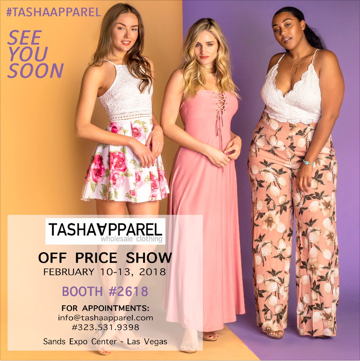 tashaapparel's tweet photo. 📌 Join Us at our Off Price Show! Booth #2618 https://t.co/428Klj7GH1
#OPLV #Retail #TradeShow #OffPriceShow #Wholesaleapparel #OPTrendy #RetailThread #boutiqueclothing #womenswholesale #wholesaleapparel #wholesaleclothes #wholesale #wholesalefashion #buywholesale #wholesaledenim https://t.co/mS4G6LSnEn