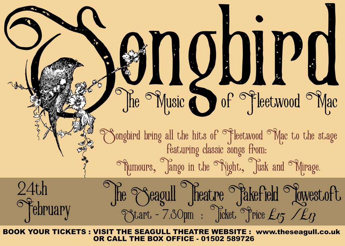 Songbird_UK's tweet photo. #Introducing the members of Songbird! 
Jeanette George Vocals
Matthew George Lead guitar
James Tate Bass guitar
Alex Moore Piano / keyboard / Vocals
Paul Osborne  Vocals and guitar
Matthew Philpott Drums
#FleetwoodMac tribute band #livemusic #music 
24th Feb at @SeagullTheatre https://t.co/wXVVVR6kHU