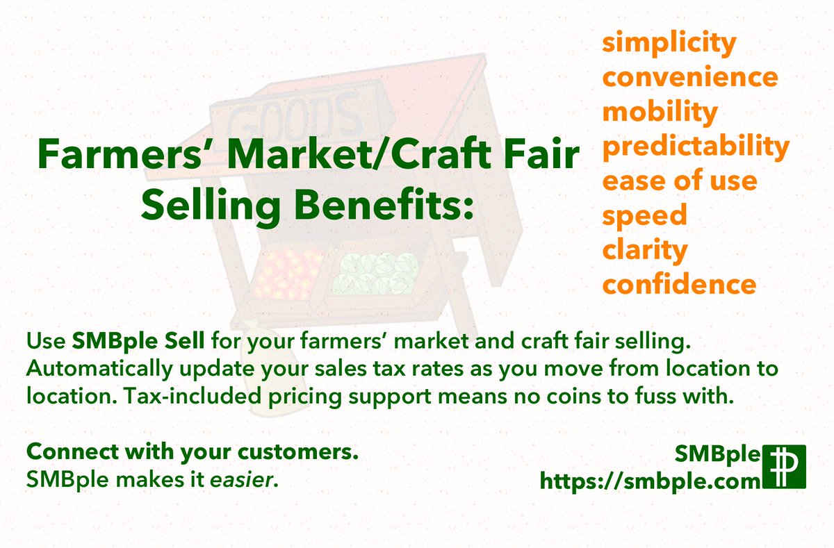 SMBple's tweet photo. Next in the series... do you know any #farmersmarket vendors? Direct tent sellers? Let's get #SMBple into the hands of people who need it. https://t.co/0uHGmN8J7W #ActionMatters #smallbiz #smallbusiness #smallbusinessowner https://t.co/LnBdPb40kc