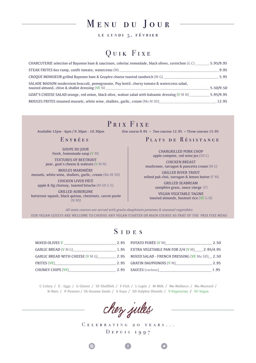ChezJules's tweet photo. Dreaming of the weekend but it’s actually only Monday? Come and cure your Monday blues at Chez Jules… Open 12-1030pm https://t.co/thoWReDdYt #fresh #ChezJuleschester #chestertweets #chesterbuzz https://t.co/7BQKFjd3z5