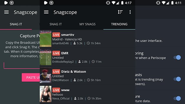 snagscope's tweet image. New version of Snagscope (v1.52) now available in Google Play and Amazon App Store. This version includes support for #Periscope Producer broadcasts, improved SD-card detection, and new UI Dark Themes for better night viewing.