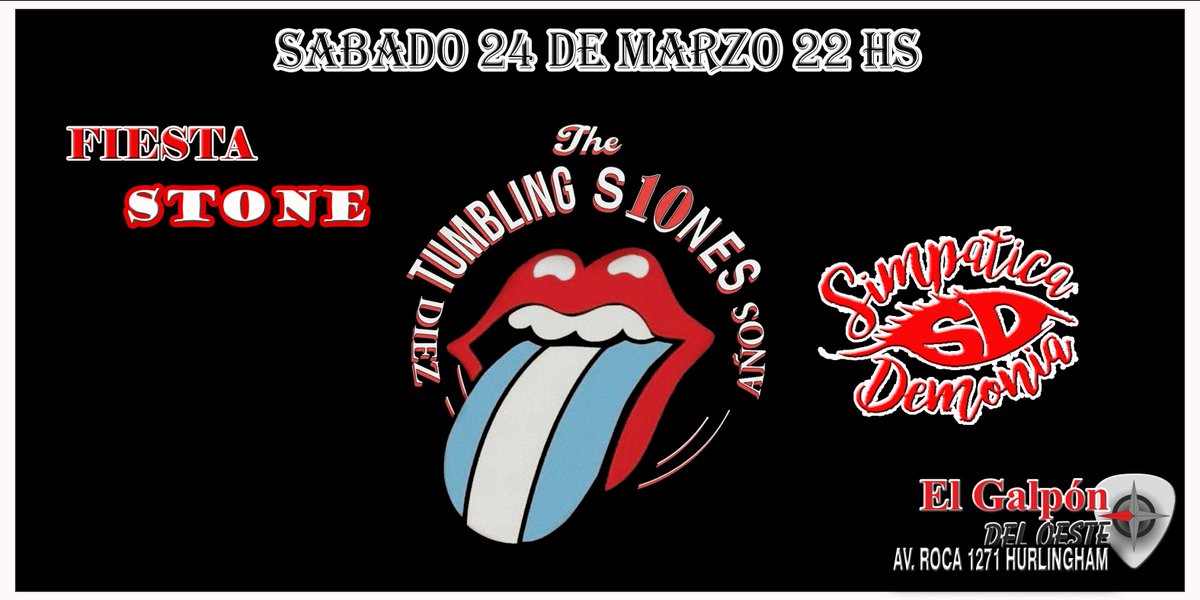 Sabado 24 de marzo llega la primera #FiestaStone con #TheTumblingStone inv. #SimpaticaDemonia bandas que quieran sumarse dejen mensaje privado