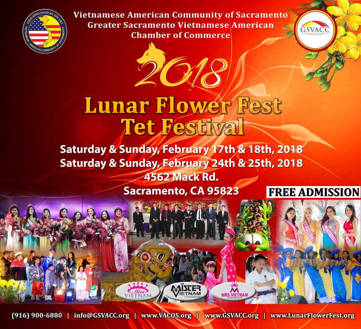 HyRoProductions's tweet photo. 2018 Lunar Flower Fest &amp; Tet Festival @LunarFlowerFest @gsvacc 
Saturday &amp; Sunday, February 17th &amp; 18th, 2018 10AM - 6PM
Saturday &amp; Sunday, February 24th &amp; 25th, 2018 10AM - 6PM
4562 Mack Rd., Sacramento, CA 95823 https://t.co/xAHTEAJNoF