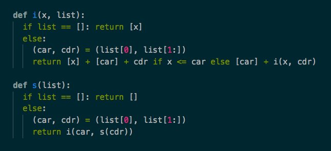 Huxpro's tweet image. Can&apos;t get my head around it at first glance that both of them are insertion sort! 😮😮 #FunctionalProg