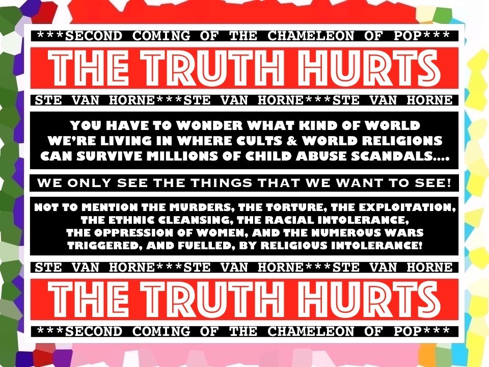 SpotifySupport3's tweet photo. @Pontifex You have to wonder what kind of world we are living in where #CULTS & #WorldReligions can survive millions of #ChildAbuse #scandals;
not to mention #murders, #torture, #exploitation, #extortion, #EthnicCleansing, #RacialIntolerance, #OppressionOfWomen & numerous ##ReligiousWars! https://t.co/XPqISXiy3S