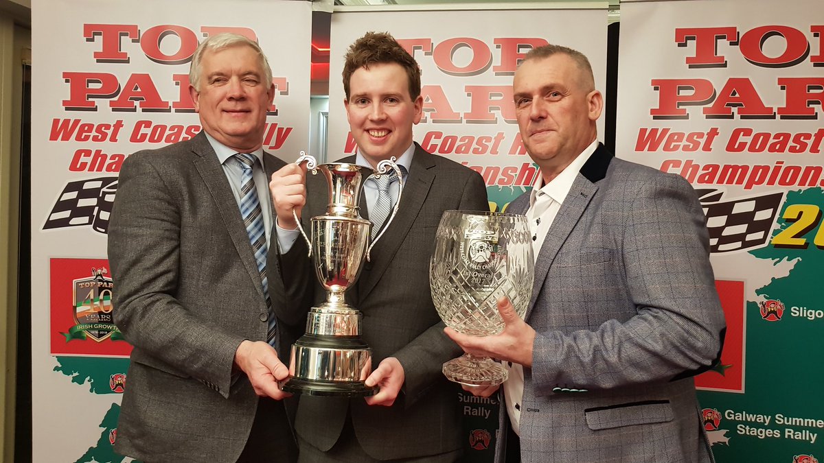 GMCVIDEO's tweet photo. Shane Maguire lifted the #TopPart trophy last night in the @WoodlandsHouse hotel organised by @limerickmc
This is his '3 in a row' &amp; the 5th time he has clinched the @WCRChampionship
Shane is also the youngest winner of the #WestCoastRallyChampionship &amp; a member of @MonMotorClub https://t.co/J7Rk95cF0r
