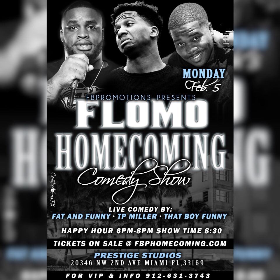 1JazzyJeff's tweet photo. TONIGHT February 5th... #FlomoHomecoming kick-off Comedy Show @ Prestige📍Featuring @_THATBOYFUNNY @_FatAndFunny @TpMiller305 😂 Hosted by @_dafatboy • Music by @1JazzyJeff https://t.co/7lkZnkAFky