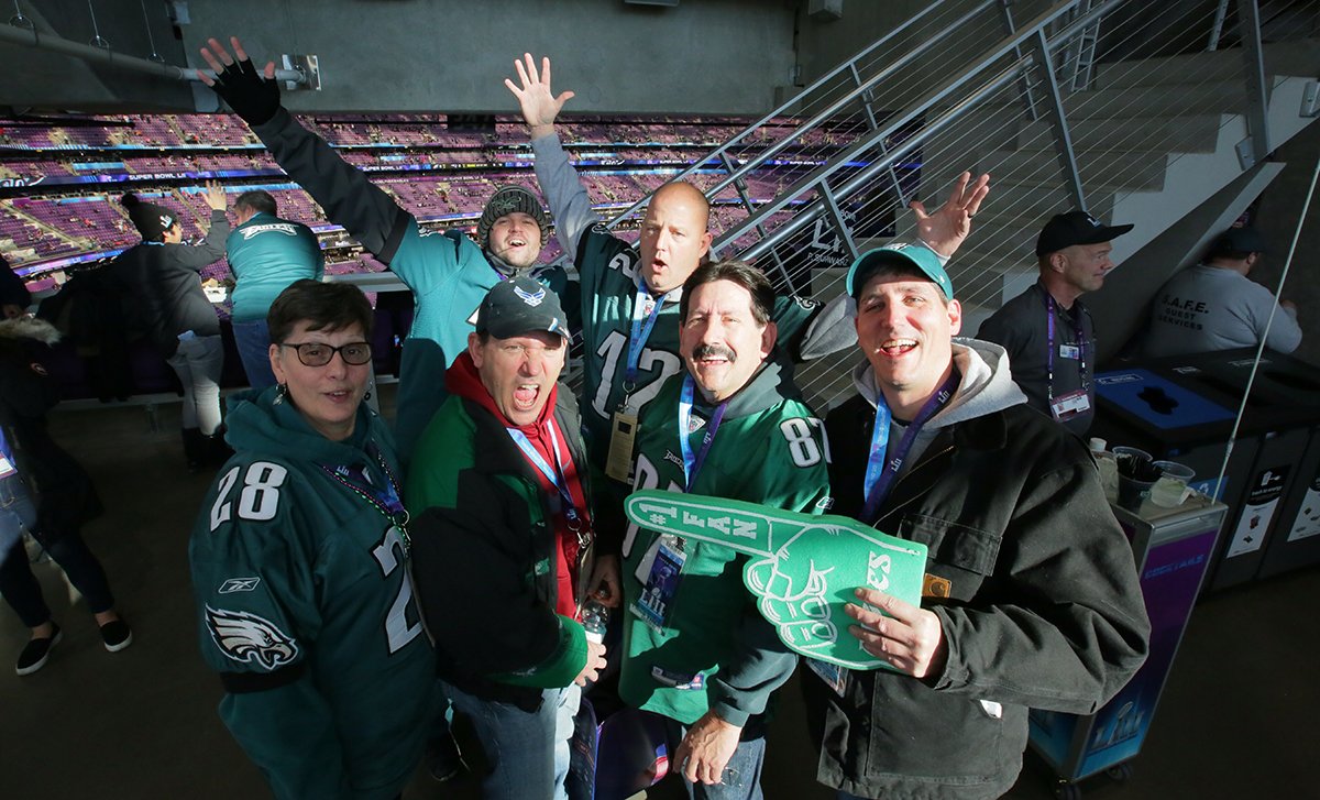 Eagles's tweet photo. #Eagles fans are well represented at #SBLII. 

You're all our @pickNRG Fans of the Game! #PowerPhilly https://t.co/3PHm7gMKtH