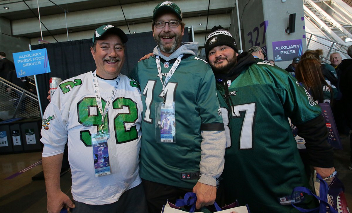 Eagles's tweet photo. #Eagles fans are well represented at #SBLII. 

You're all our @pickNRG Fans of the Game! #PowerPhilly https://t.co/3PHm7gMKtH